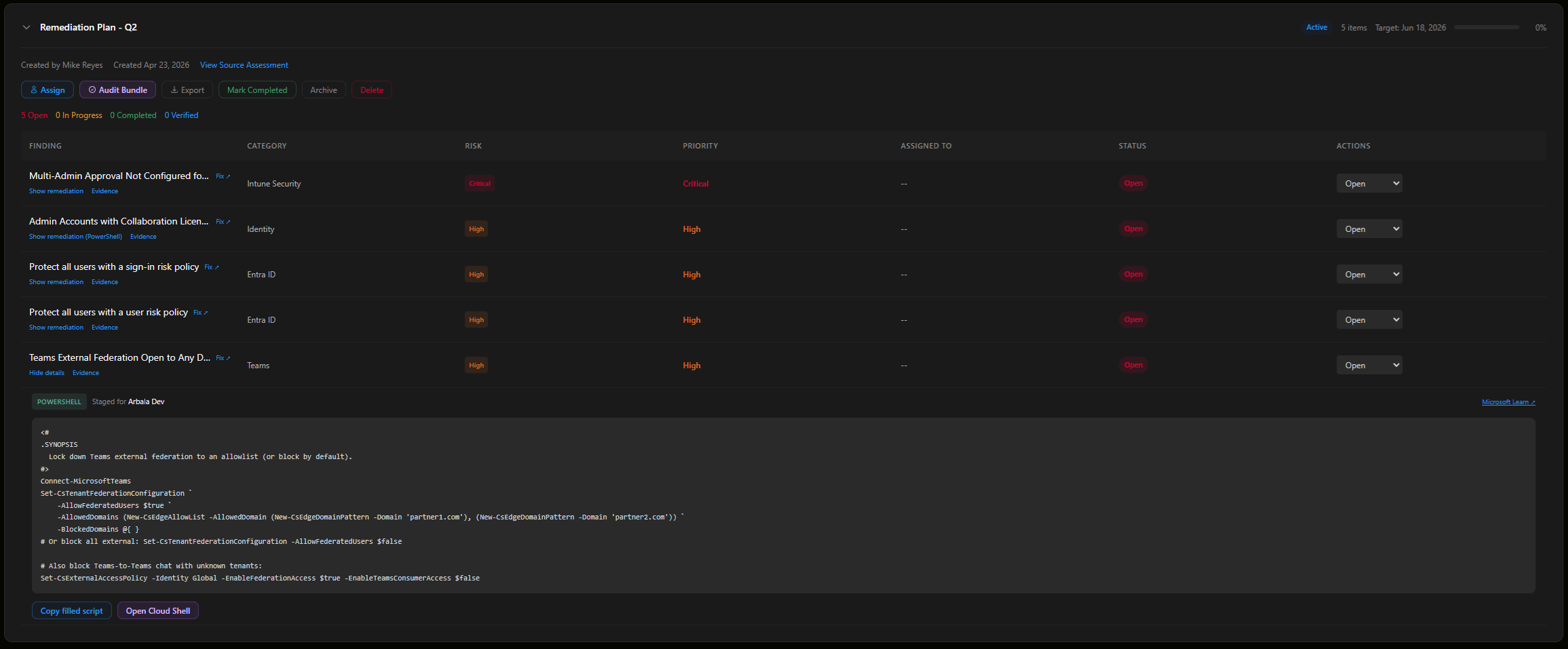 Accelerynt Security Platform Remediate view: prioritized fixes and attack path analysis