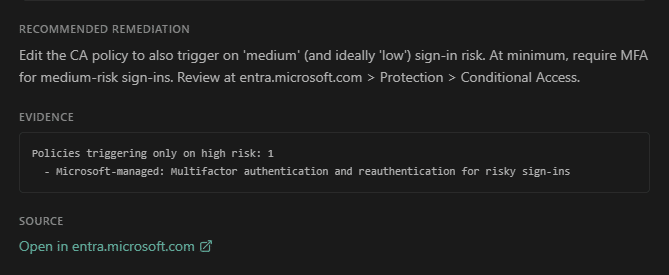 Step-by-step remediation template with Microsoft Learn links and dependency checks.